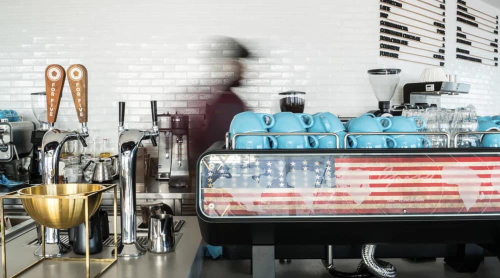 For Five Coffee retail space with its branded espresso bar